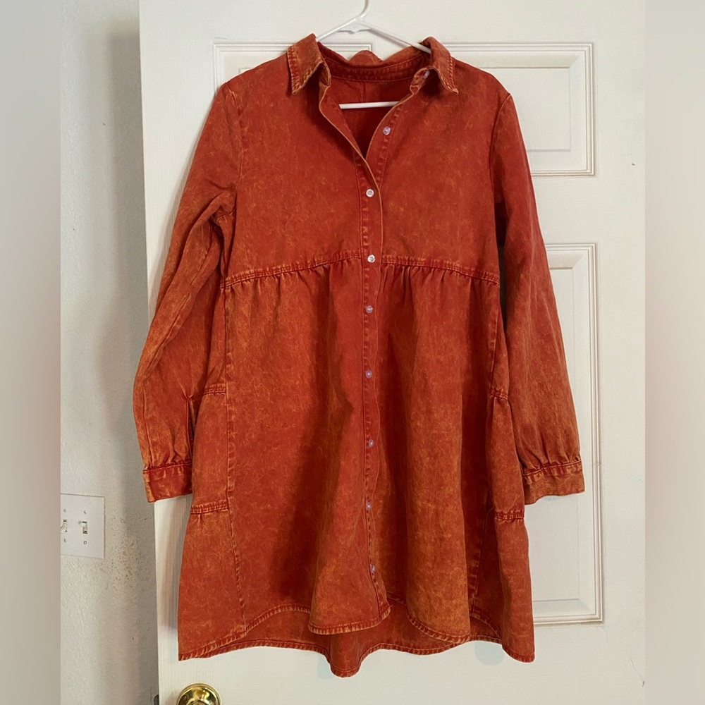 Orange denim dress